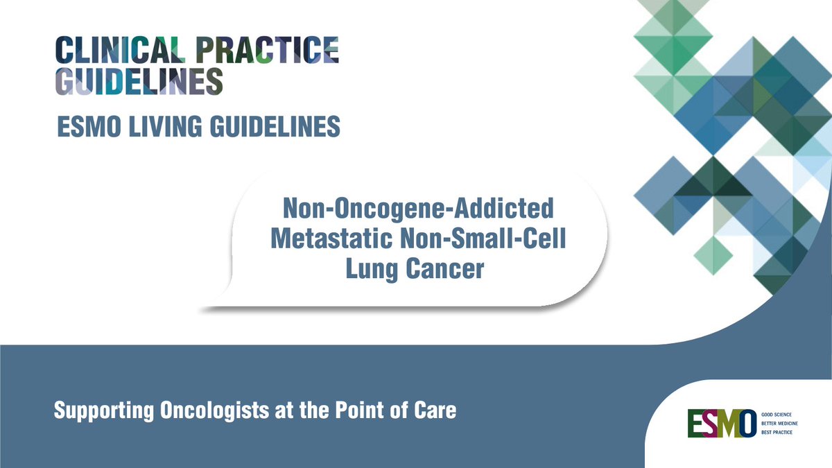 Just out 📢 The new ESMO Living Guideline on Non-Oncogene-Addicted Metastatic Non-Small-Cell #LungCancer. Updated treatment algorithms & recommendations, directly linked to ESMO-MCBS scores & references, easily accessible on desktop & mobile devices. ow.ly/fTm250QWY2i