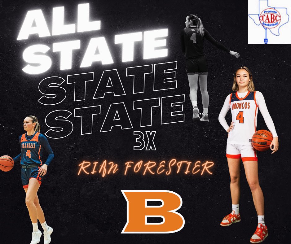 TABC All State. Congrats @rian_forestier. She is a 3X All State selection. Super proud of you.💙🧡🏀 @geriberger08 @CBruce_Sr @CoachMMWilliams @BroncosBrandeis