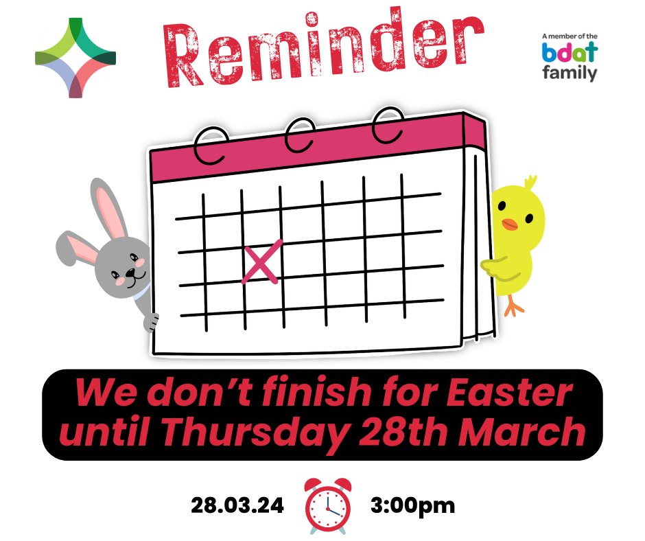 🐰🥚 𝐄𝐚𝐬𝐭𝐞𝐫 𝐇𝐨𝐥𝐢𝐝𝐚𝐲𝐬 🆁🅴🅼🅸🅽🅳🅴🆁 ~ We are still at school next week, and all students are expected in as normal