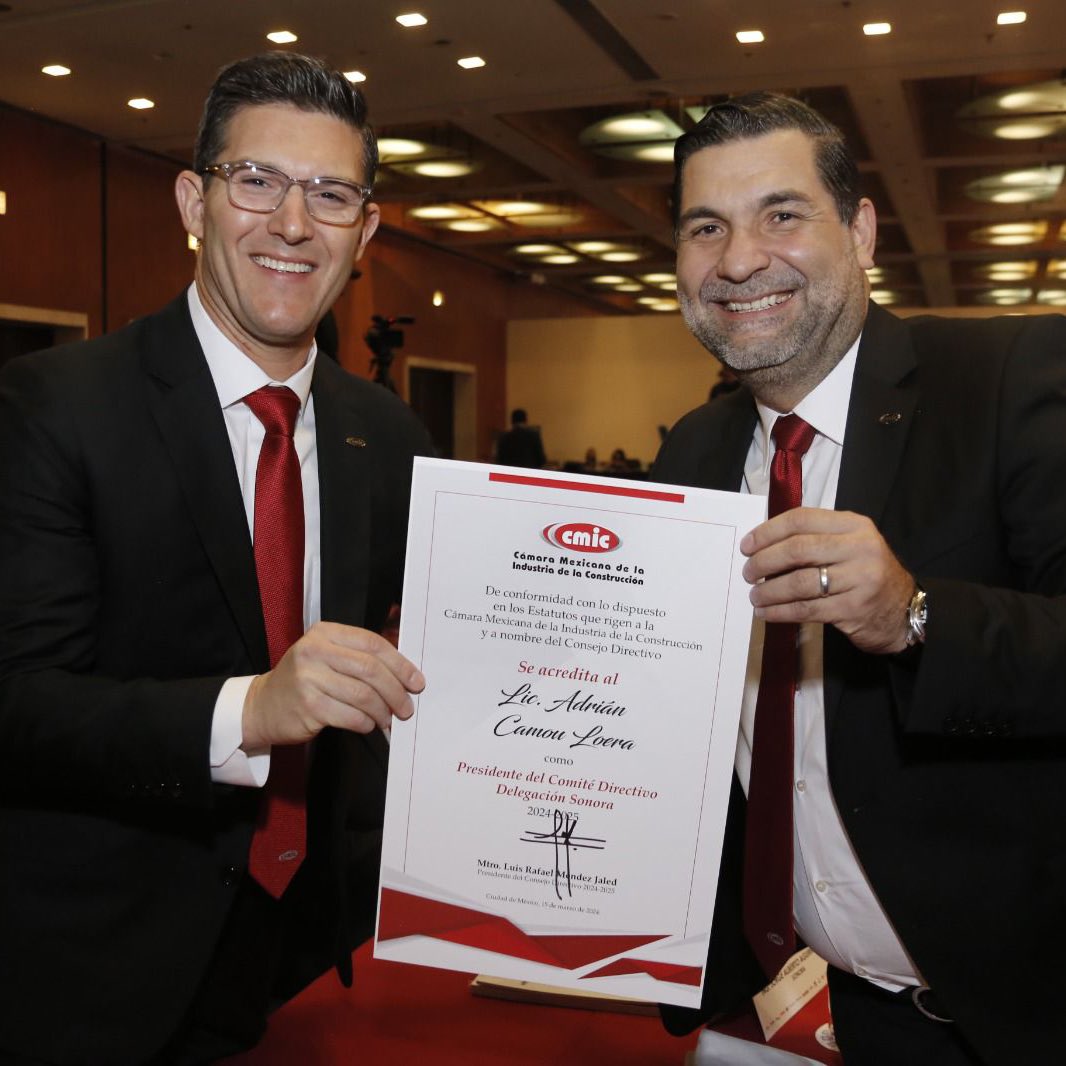 AdrianCamouL's tweet photo. En días pasados recibimos la acreditación por parte del presidente nacional de CMIC, Mtro @lmendezjaled, como presidente de la delegación de Sonora de esta cámara.

Nuestro compromiso será siempre por el bien de nuestros afiliados y del sector de la construcción. https://t.co/Qtpy9zP1JX