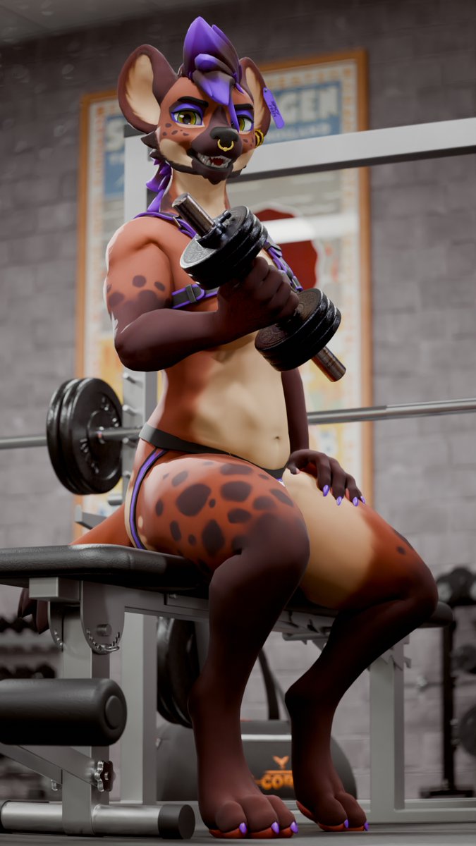 Finished a re-work of @ThatspicyyeenVR 's Hyenid! Nice little render to go with it. Gotta get those gains!
