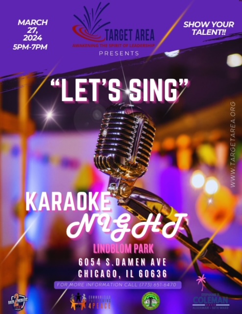 TargetArea's tweet image. 📷"Let's Sing"📷   Karaoke Night 📷
#Back2TheBasic #CP4P #ChicagoParkDistrict #stephaniedcoleman