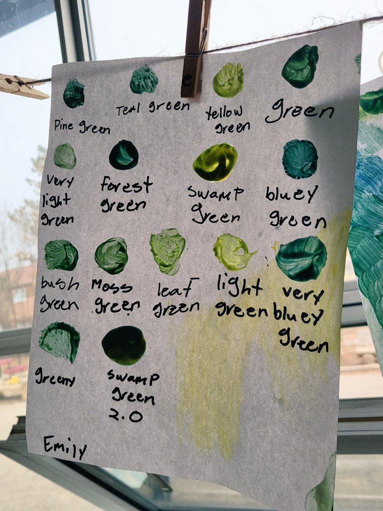 misssammantha's tweet image. In celebration of the first day of spring we created and named shades of green! @ThomasMoreOCSB @ocsbEco #ocsbHope #BringOnSpring🌱