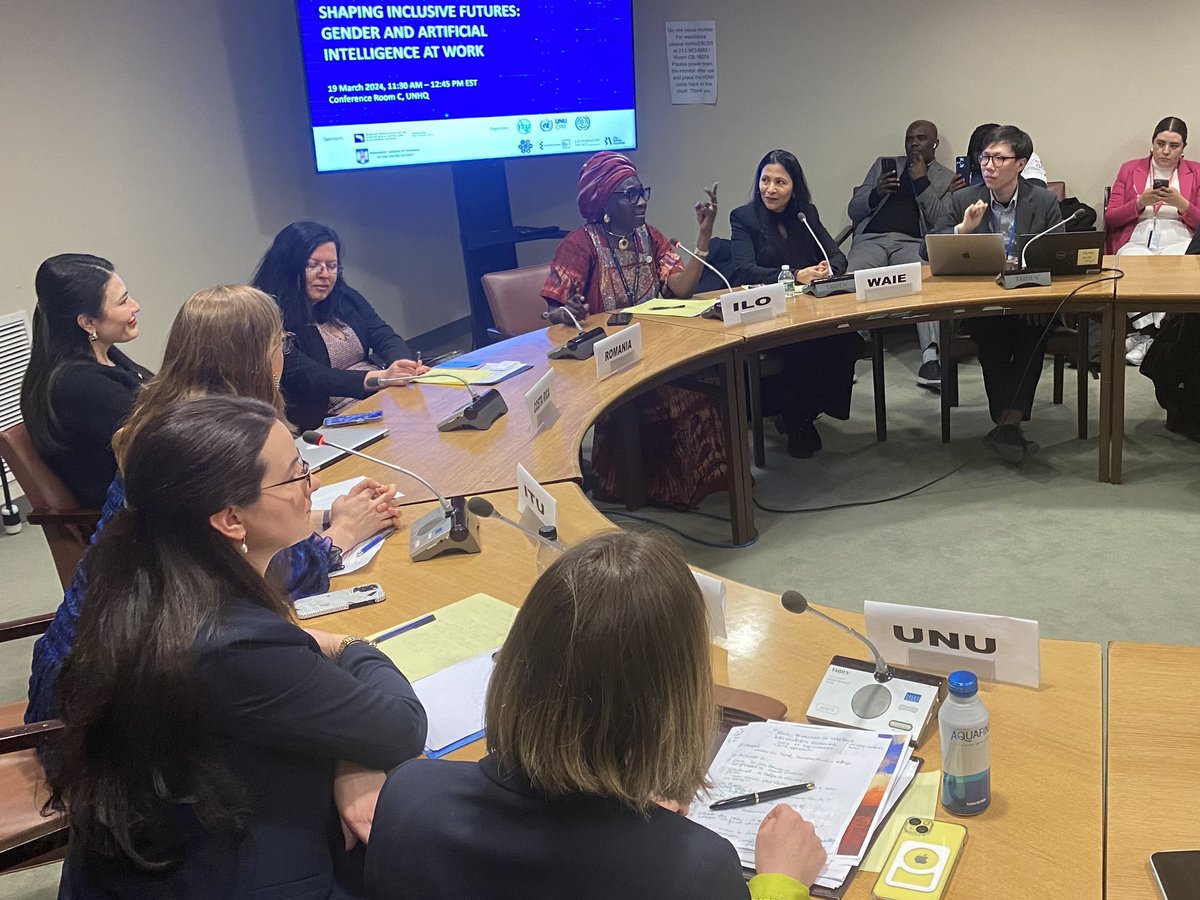 Spirited & multifaceted discussion at #CSW68 @ITU event co-organized by @ILO where @ColonjuwonILO stressed the need to seize the immense potential of the digital revolution to advance social Justice.