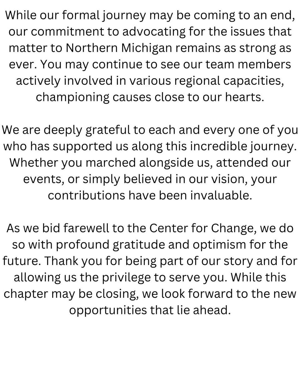 Center For Change Northern Michigan tweet media