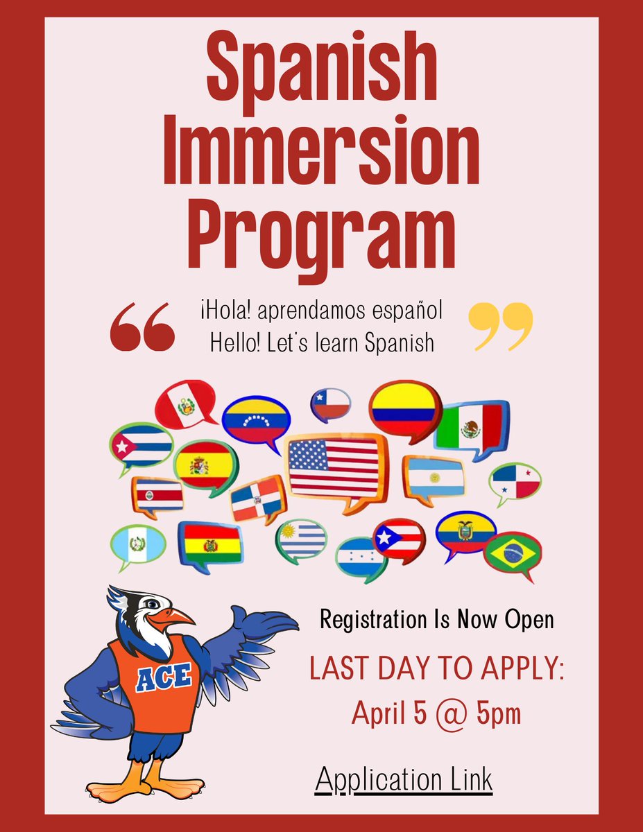 The application window for the Spanish Immersion Program(SIP) is now open. Window closes on April 5th at 5pm. Apply now at humbleisd.co1.qualtrics.com/jfe/form/SV_8p… @HumbleISD_ACE @ace_pto @ACE_WatchDOGS