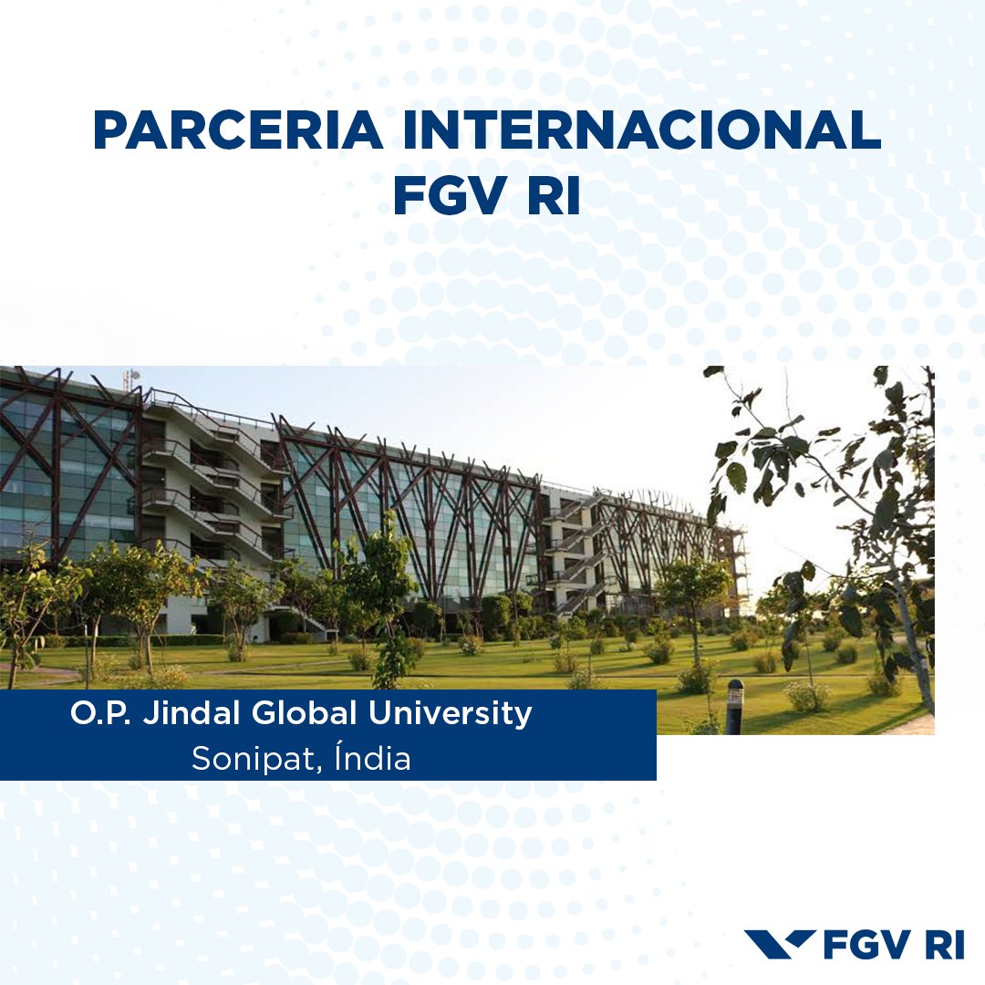 Alunos da FGV RI podem estudar por até dois semestres na O.P. Jindal Global University, em Sonipat (Índia). Por 3 anos consecutivos, a instituição foi considerada pelo QS World Rankings (2021-2023) como a melhor universidade privada da Índia.