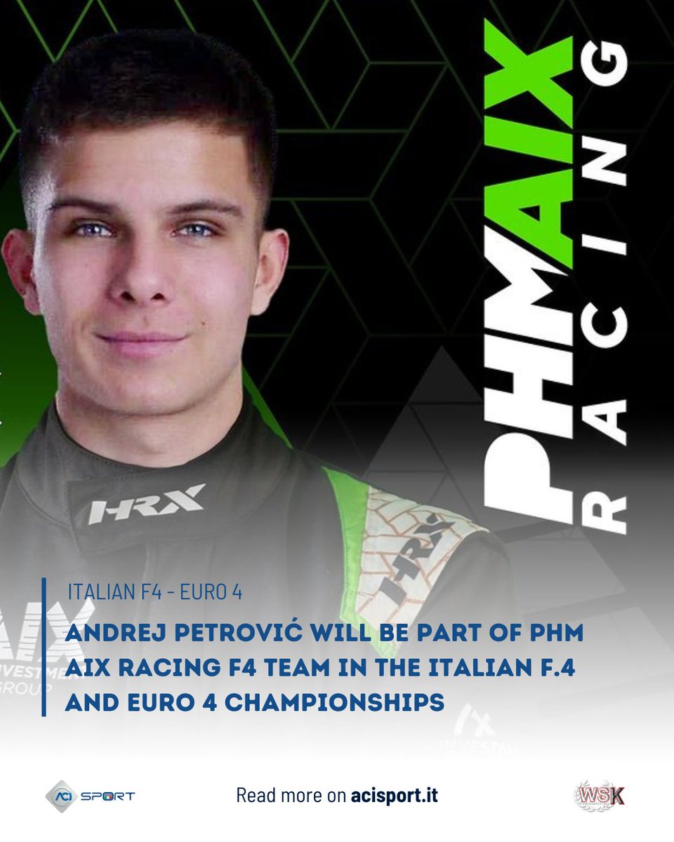 Andrej Petrovic will be part of PHM AIX Racing's F4 Team in the Italian F.4 and Euro 4 Championships 2024 🤝👇 acisport.it/en/F4/news/202… Andrej Petrovic sarà parte del Team F4 di PHM AIX Racing nei Campionati Italian F.4 ed Euro 4 2024🤝👇 acisport.it/it/F4/notizie/…