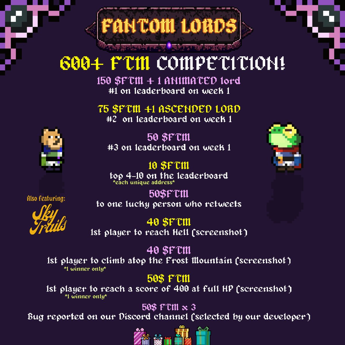 📢Comptetitive Contest is now LIVE🏆

🤝Cross featuring <a href="/TailsFTM/">Tails on FTM</a>
⚔️Supported by the <a href="/FantomFDN/">Fantom Opera</a> 
🤑Over 600 $FTM in prizes!

🎮Play the #web3 version on our website to win!
🏋️‍♀️Train on our tutorial + free play mode
👑Join our Discord for tips and prizes!

#GiveawayAlert #Airdrops