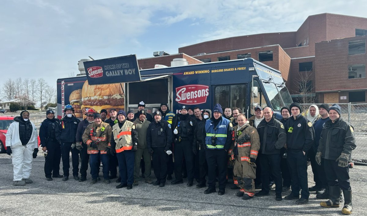 Shout out to Swensons Drive-In Restaurants for providing lunch for the crews from the Akron Police Department and Akron Fire Department doing a pre-demolition search at the former Word Church on Manchester Road. #akronpdconnecting #akronpdprotecting