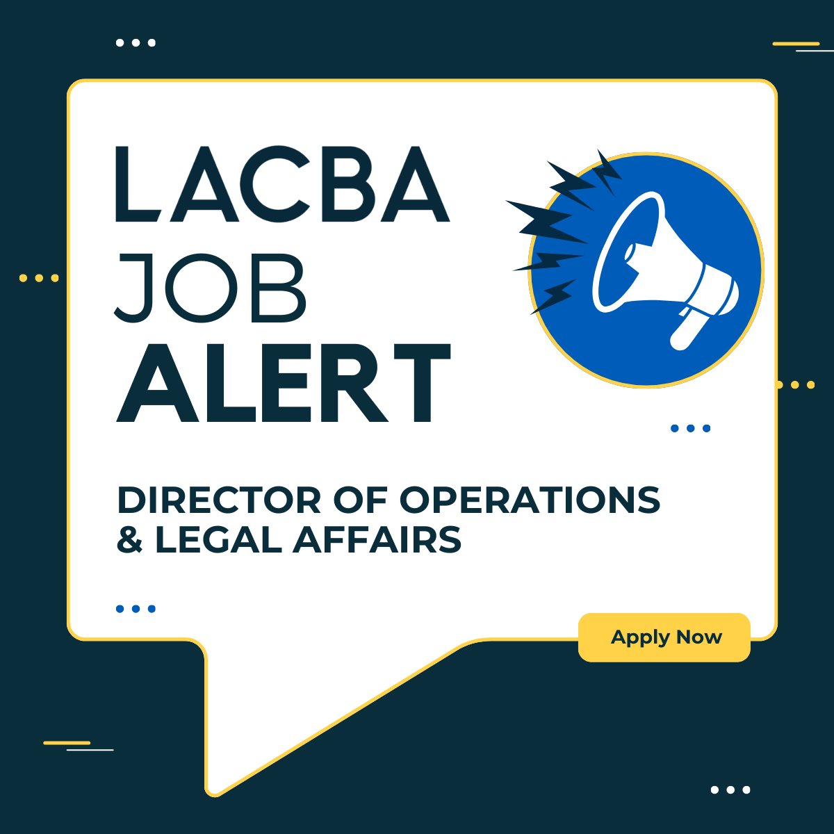 📢 LACBA is hiring for an Executive Position- We are looking for our next Director of Operations and Legal Affairs! 💼 Learn More: l8r.it/JtXJ ✍️

#LACBA #Hiring #LegalJobs #DirectorOperations #LegalAffairs #DirectorJobs #LegalJobSearch