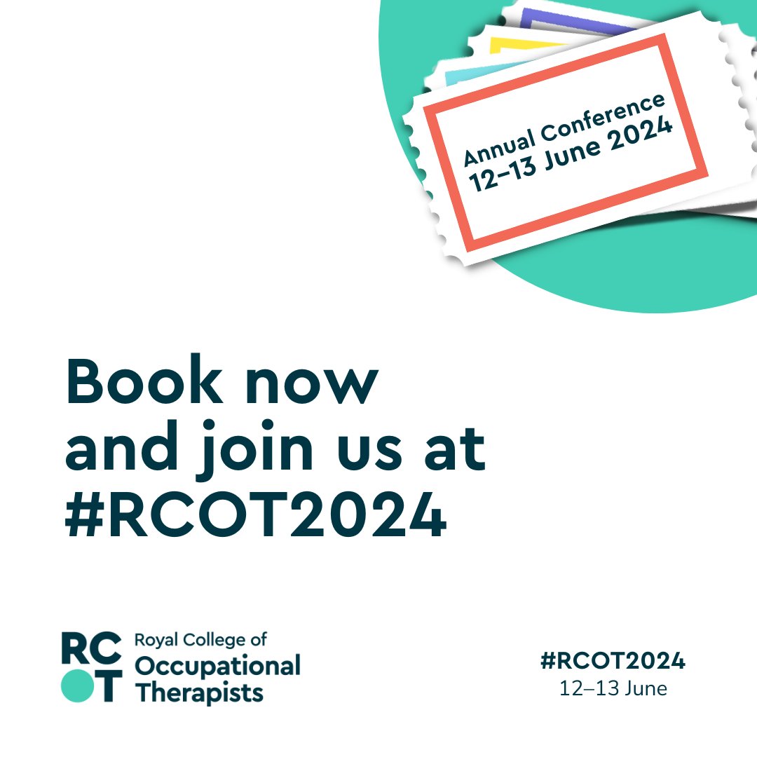 Don't miss express discount tickets to the UK’s premier occupational therapy conference! 🎫

Join us at #RCOT2024 and be part of the discussions that will shape the future of our profession.

Book now: loom.ly/1fouBkw
🗓️ Wednesday 12 June – Thursday 13 June.
📍 Online.