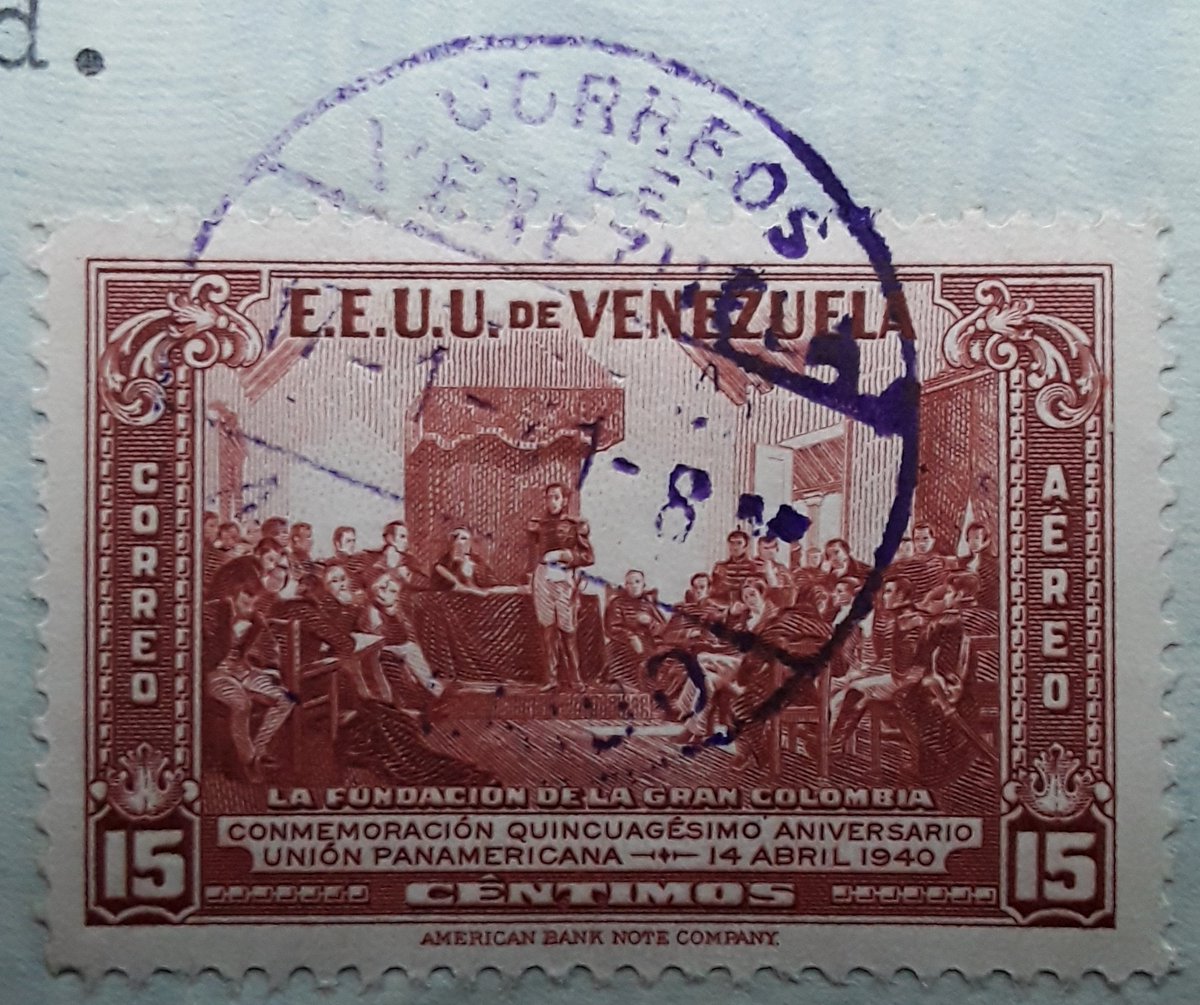 1941 #Venezuela today for #StampDaily. A fabulous 1940 issue commemorating the 50th Anniversary of the PanAmerican Union. Lovely engraving and framing and a nice cancel from Maracaibo. #Usedoncover (censored) to the UK. #philately #philatelie #stamps #timbres #briefmarken #sellos