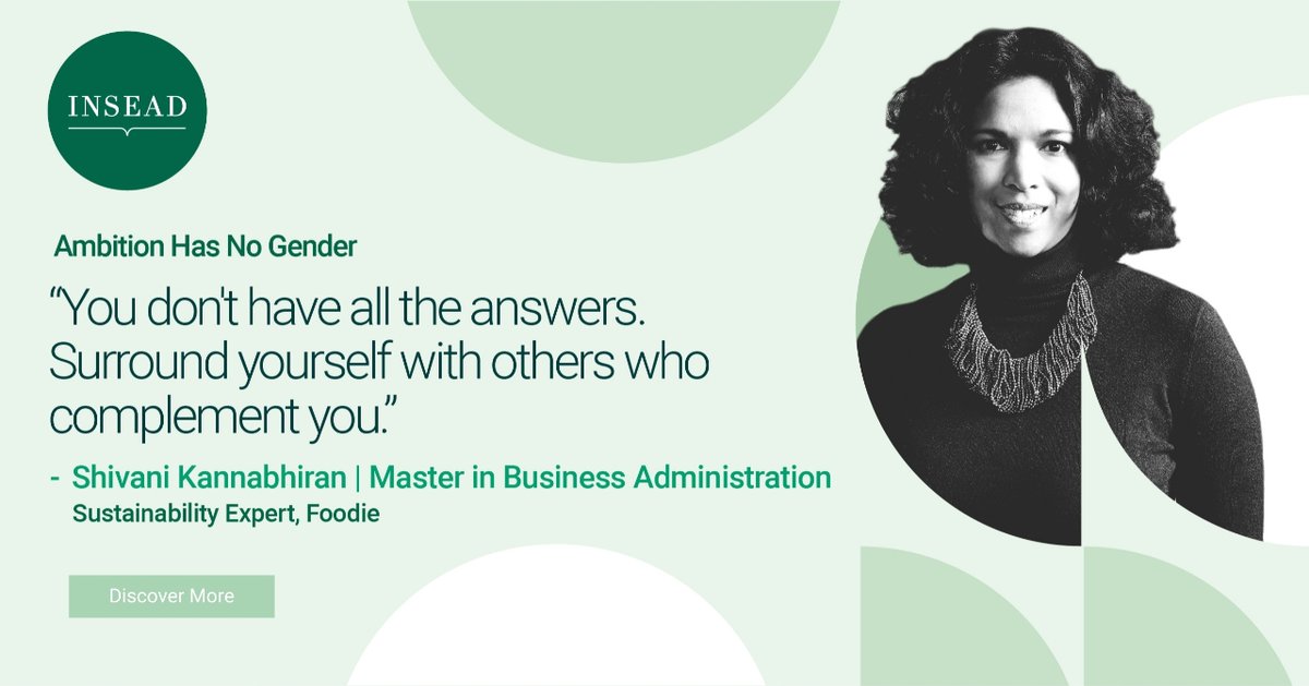 INSEAD's tweet photo. Discover Shivani’s perspective on how her mindset changed over the course of her career and how it all began with an INSEAD MBA: https://t.co/cMWpA4xd9y
#INSEADMasterProgrammes #INSEADMBA #AmbitionHasNoGender https://t.co/3FNnBDd4bz