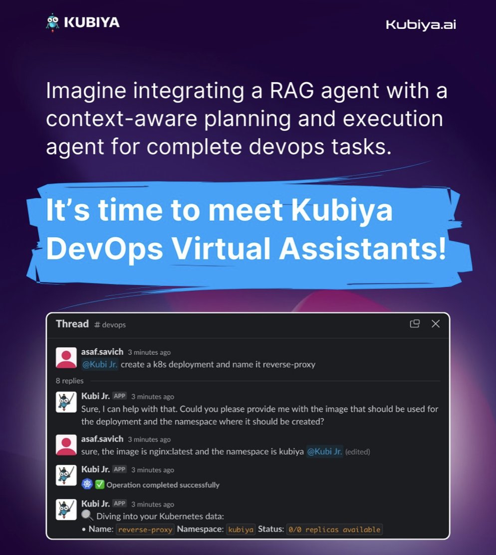 Kubiya #DevOps Virtual Assistant can seamlessly integrate with context-aware planning and execution agents, effectively tackling comprehensive #DevOps tasks. Try Kubiya: hubs.li/Q02pzfq20