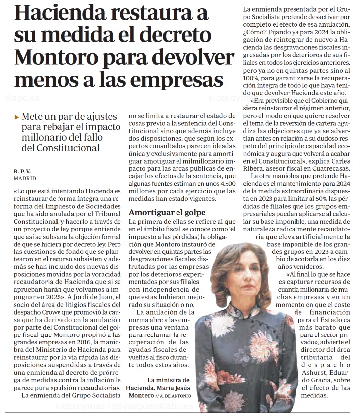 CharlyRib's tweet photo. Pues resulta que salgo en ABC, hablando sobre el plan de Hacienda para resucitar las normas que tumbó el Constitucional.

Muchas gracias a @bpvazquez por ello. https://t.co/41Ig3XT9rR