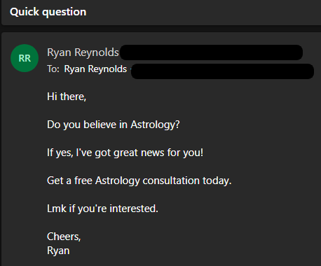 Wow I didn't know @VancityReynolds was giving away free astrology consultations to game developers. I'd be a fool to pass up this opportunity.