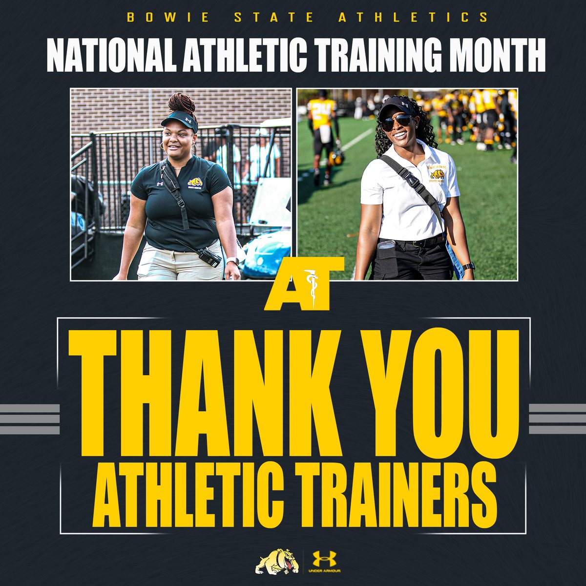 As part of National Athletic Training Month throughout the month of March, we'd like to shine a light on the exceptional work our athletic trainers do, each day, to keep our athletes safe, healthy and ready to compete! 
Thank an athletic trainer everyday! #NATM2024 #BulldogNation