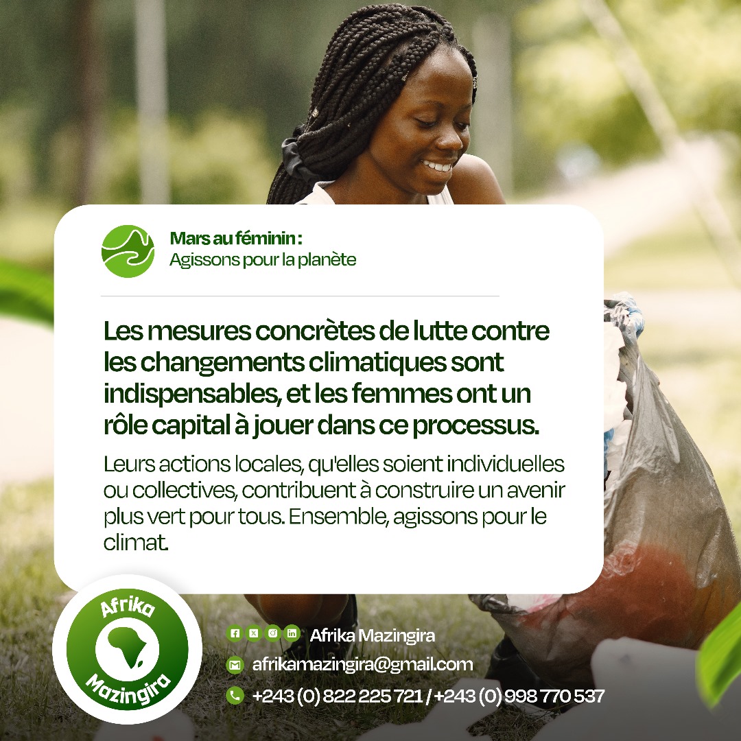 ♀️ En ce mois de mars, dédié à la femme, rappelons-nous que des mesures concrètes contre le changement climatique sont indispensables. 

🌍  Les femmes jouent un rôle à ne pas négliger dans la protection de l'environnement et la construction d'un avenir durable pour tous. ⤵️