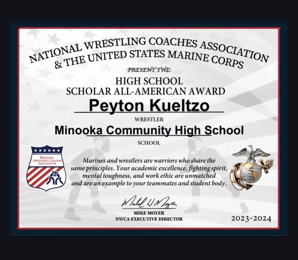 Minooka_GirlsWr's tweet photo. Thank You NWCA and the United States Marine Corp for recognizing the academic accomplishments of these 4 girls. 

All 4 are multi sport/activity students that excelled this school year in the classroom. https://t.co/oGNWNTD7VX
