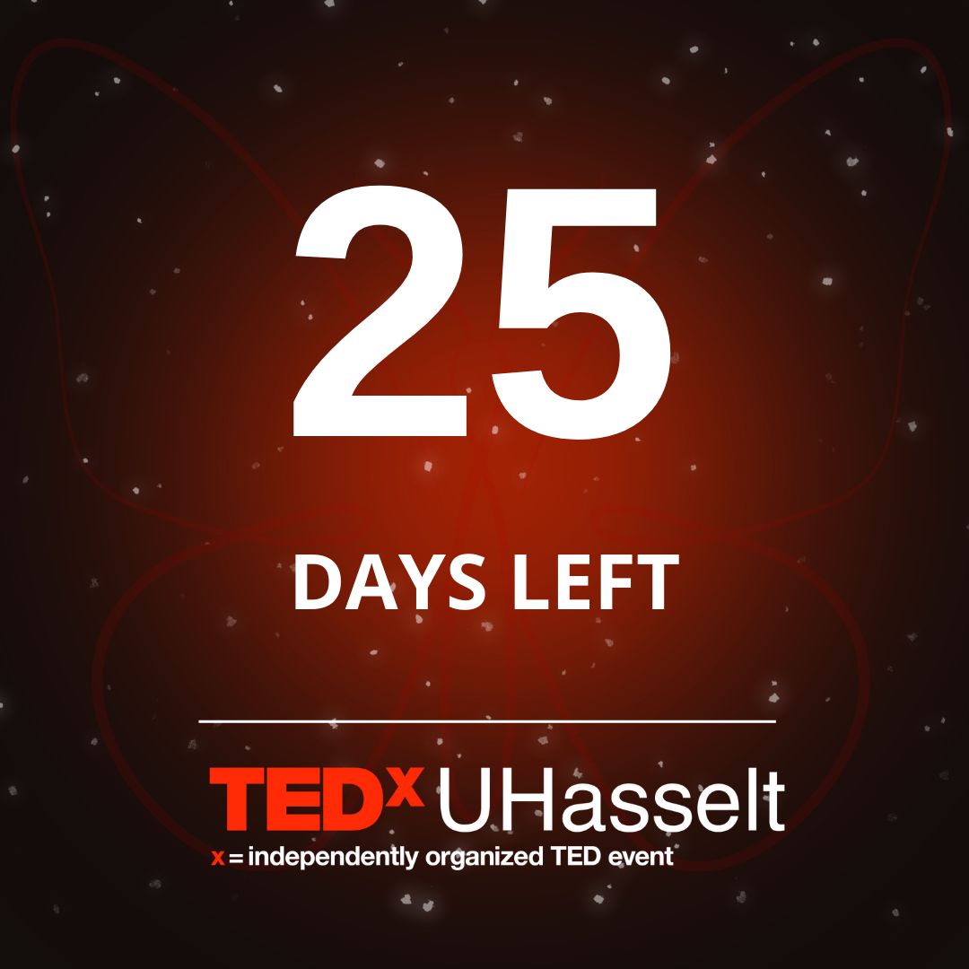 🦋 Only 25 days until TEDxUHasselt's 'Butterfly Effect' on April 13th! Get ready for a day of talks that will open your mind to new ideas and perspectives. Grab your tickets now: tedxuhasselt.eu/tickets
