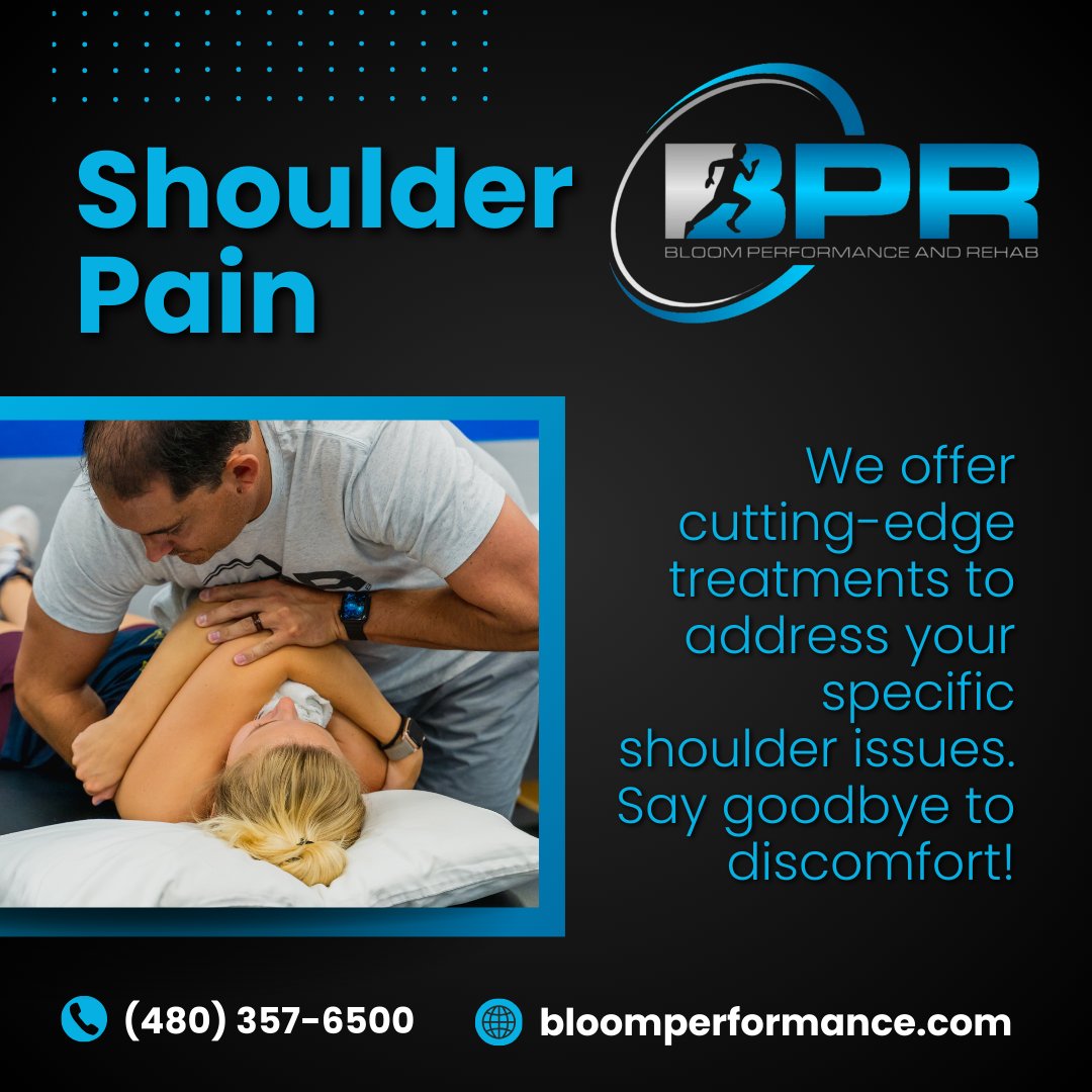 Don't let shoulder pain hold you back. We offer cutting-edge treatments to address your specific shoulder issues. Say goodbye to discomfort! #ShoulderRelief #BloomPerformance bloomperformance.com/shoulder-pain/
#BloomPerformance #TherapyWorks #PainRelief #RecoveryGoals #FitnessRecovery