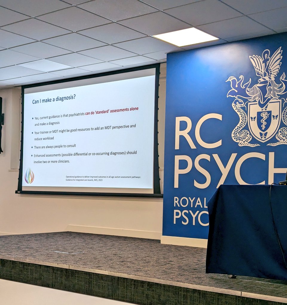 Fab day at <a href="/rcpsych/">Royal College of Psychiatrists</a> for the National Autism Training Programme for Psychiatrists - great talks from <a href="/regalexa/">Regi Alexander</a> <a href="/BendyBrain/">BendyBrain: Dr Jessica Eccles</a> <a href="/conor_davidson/">Conor Davidson</a> <a href="/researchandv/">Verity</a> <a href="/AutisticDoctor/">Mary Doherty 🏳️‍🌈</a> to name but a few

My take home msg: Get diagnosing ASD "See it, Say it, Support it" 🧠