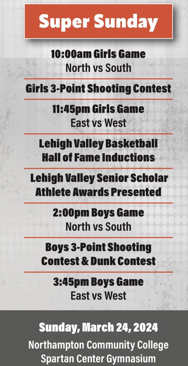 ALL-STAR SUPER SUNDAY: 

The 2024 Lehigh Valley Senior All-Star Basketball Classic Presented by St. Luke’s Sports Medicine is this Sunday and <a href="/D11Sports/">D11Sports</a> has your ticket. 

Watch a full day of Live action featuring all the great talent we have from District XI and also catch the