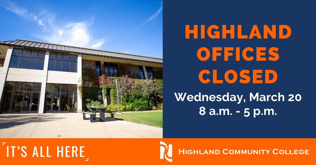 Highland offices are closed for staff professional development on Wednesday (3/20).