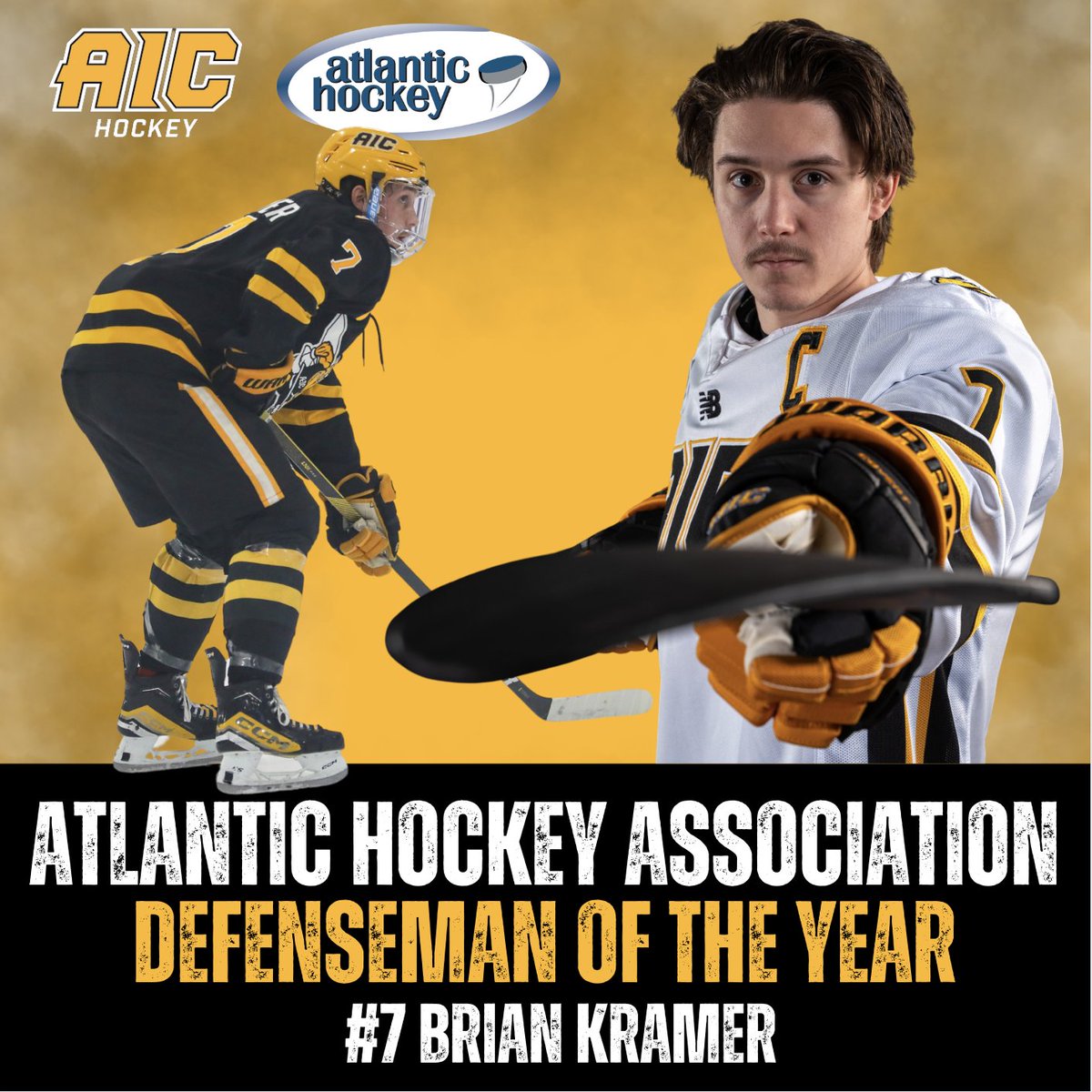 7⃣ is the 👑 of the blueline.

Co-captain Brian Kramer has been named <a href="/Atlantic_Hockey/">Atlantic Hockey America</a> Best Defenseman!

STORY: bit.ly/KramerAHA

#AICommitted