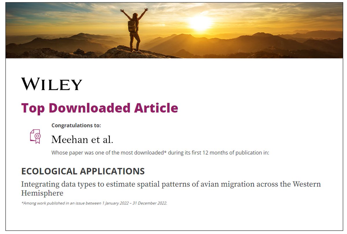 Dr. Sarah Saunders (@sarahpsaunders) on Twitter photo Excited to see that our <a href="/audubonsociety/">Audubon Society</a> science team's 2022 paper in <a href="/ESAApplications/">Ecological Applications</a> was in the top 10% of downloads! Data integration + birds + migration = 🪄 Excited to see that our <a href="/audubonsociety/">Audubon Society</a> science team's 2022 paper in <a href="/ESAApplications/">Ecological Applications</a> was in the top 10% of downloads! Data integration + birds + migration = 🪄