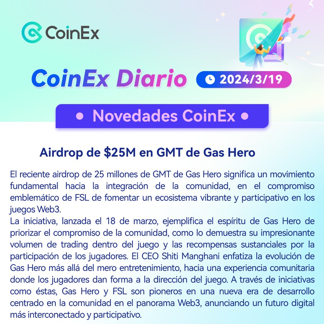 CoinExSpanish's tweet photo. 🗞️#CoinExDiario: ¡lo más novedoso en el mercado cripto hoy!
📈 $NULS sube un 101% en 24 horas.
🔥Airdrop de $25M en GMT de Gas Hero.
Descubre más detalles en nuestro reporte diario: https://t.co/v1g1A6a8Xp