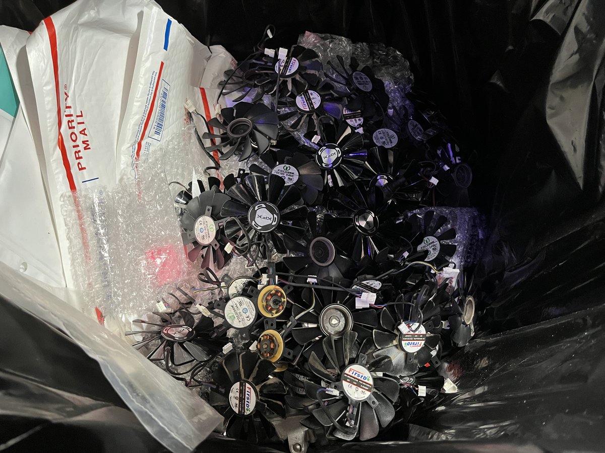 finally done with the massive GPU maintenance project on those 5700XTs. every one survived, and only 9 Micron cards in the mix!