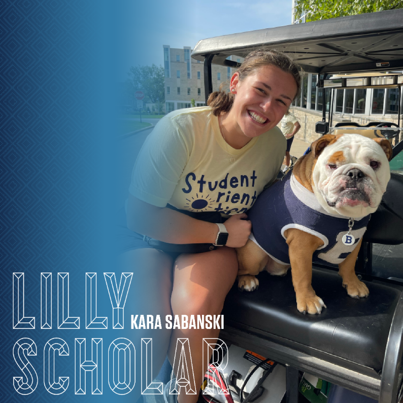 butleru's tweet photo. Kara Sabanski ’26 immediately knew she wanted to call Butler home when applying to colleges. With an average class size of 22 students, Kara loves Butler’s hands-on, collaborative, and engaging learning experience. 🐶