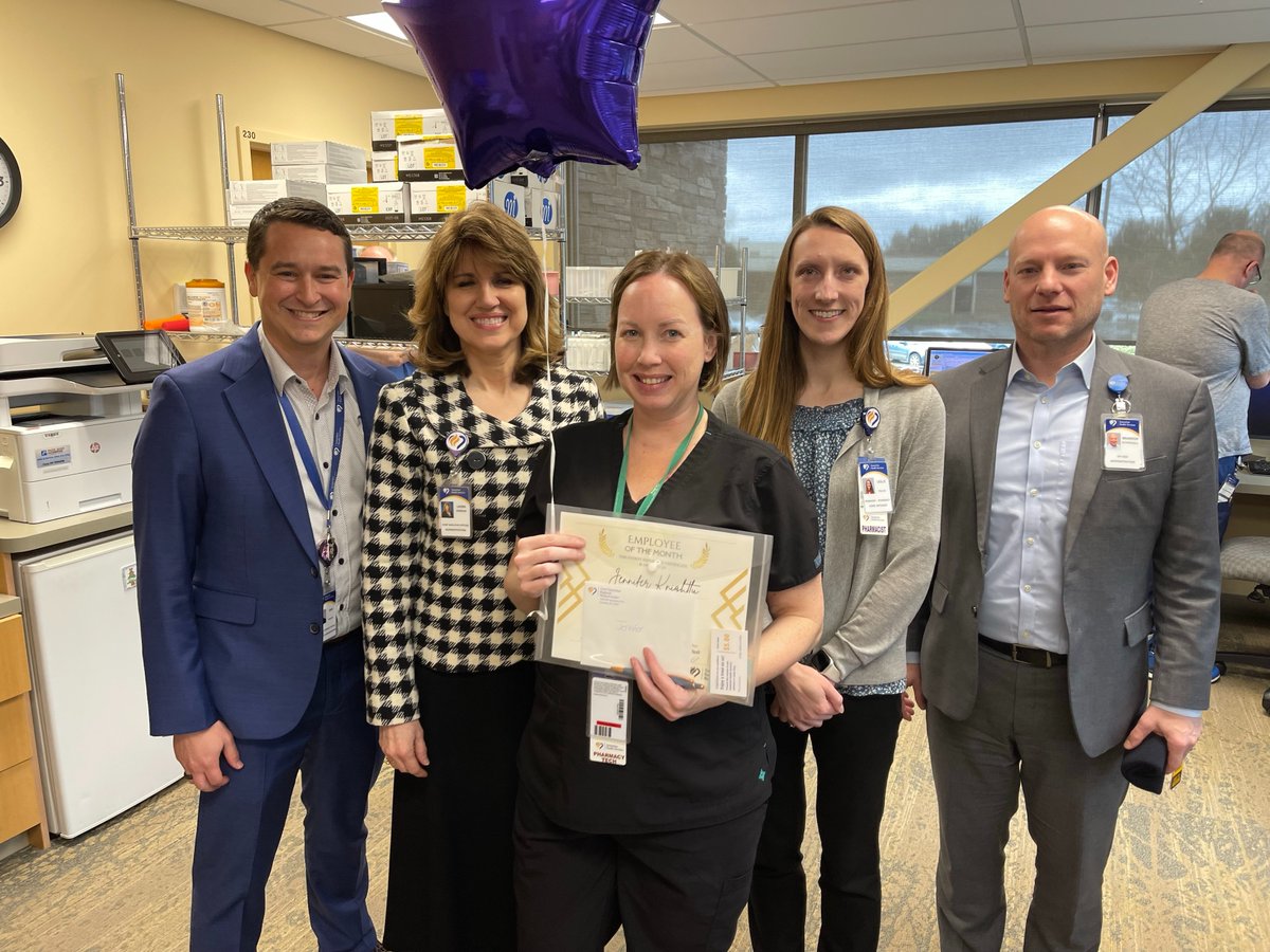 Samaritan's Dan Rackham, joined Laura Hennum, Leslie Giroux and Brandon Schmidgall, in honoring Jennifer Knightly, with the Patient Experience award for helping a patient with a feeding tube issue. #SamHealthJobs #SamHealth #BeHealthy #BuildingHealthierCommunitiesTogether