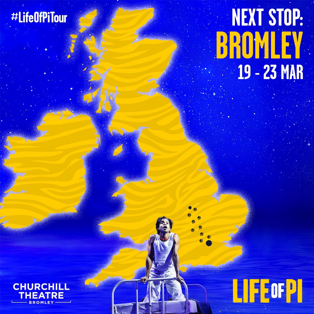 We have arrived in Bromley! 🛶 Experience Pi’s unbelievable story of hope and endurance at Churchill Theatre until Saturday 23 March only! 🐯✨ lifeofpionstage.com