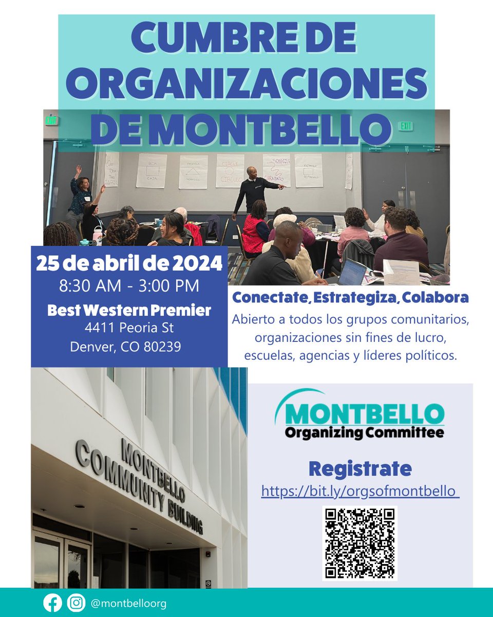 MontbelloOrg's tweet photo. Calling all Montbello leaders! 📞 Attend the Annual Organizations of Montbello Summit to network and collaborate with other community stakeholders on the crucial matters impacting Montbello. RSVP and view sponsorship opportunities at https://t.co/rjEUmx9Rui https://t.co/qi6SvNVTYX