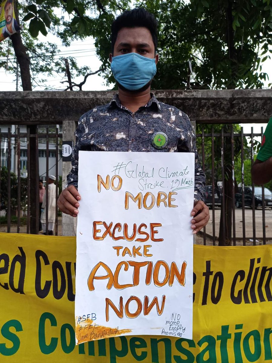 #onthisday2021, the #globalclimatestrike was held in Dhaka. We want #climatereparations for #LossAndDamage caused by #ClimateChange. Earth is suffering, #BangladeshAlreadySuffering. World leaders, #TomorrowIsTooLate take action today. #SaveFutureBangladesh