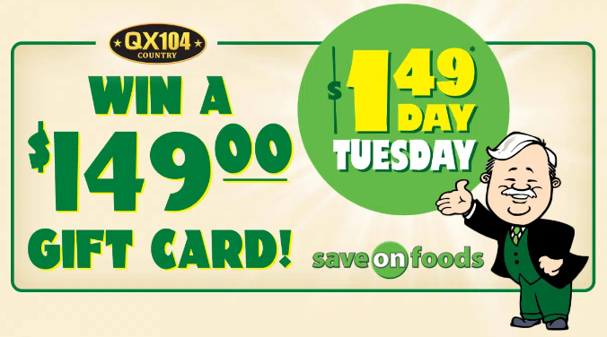 Remember way back when you could pick up a few things for just a $1.49? Well, even if you don’t you’re about to find out exactly how that feels. @saveonfoods is bringing back $1.49 Tuesday TODAY ONLY! Enter to win a $149 gift card here >> qx104country.ca/contest/50173/…