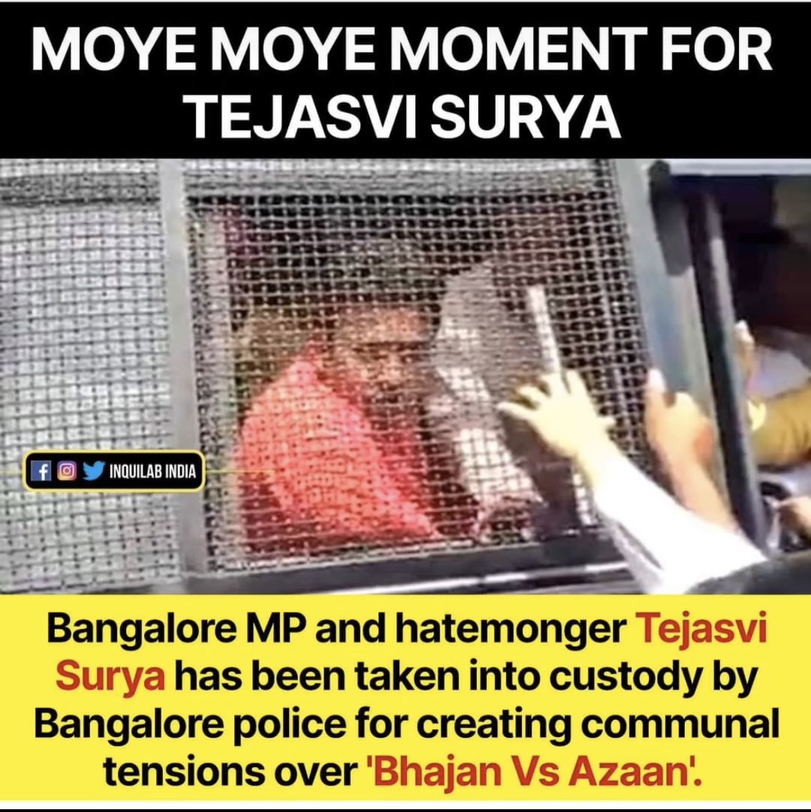 azherhusain's tweet photo. @Tejasvi_Surya  rightly deserved ! 

You are nothing but a Rabid Communal hatemonger ! 

You are a shame to Bengaluru and Parliament ! https://t.co/IiZIoEC8Tz
