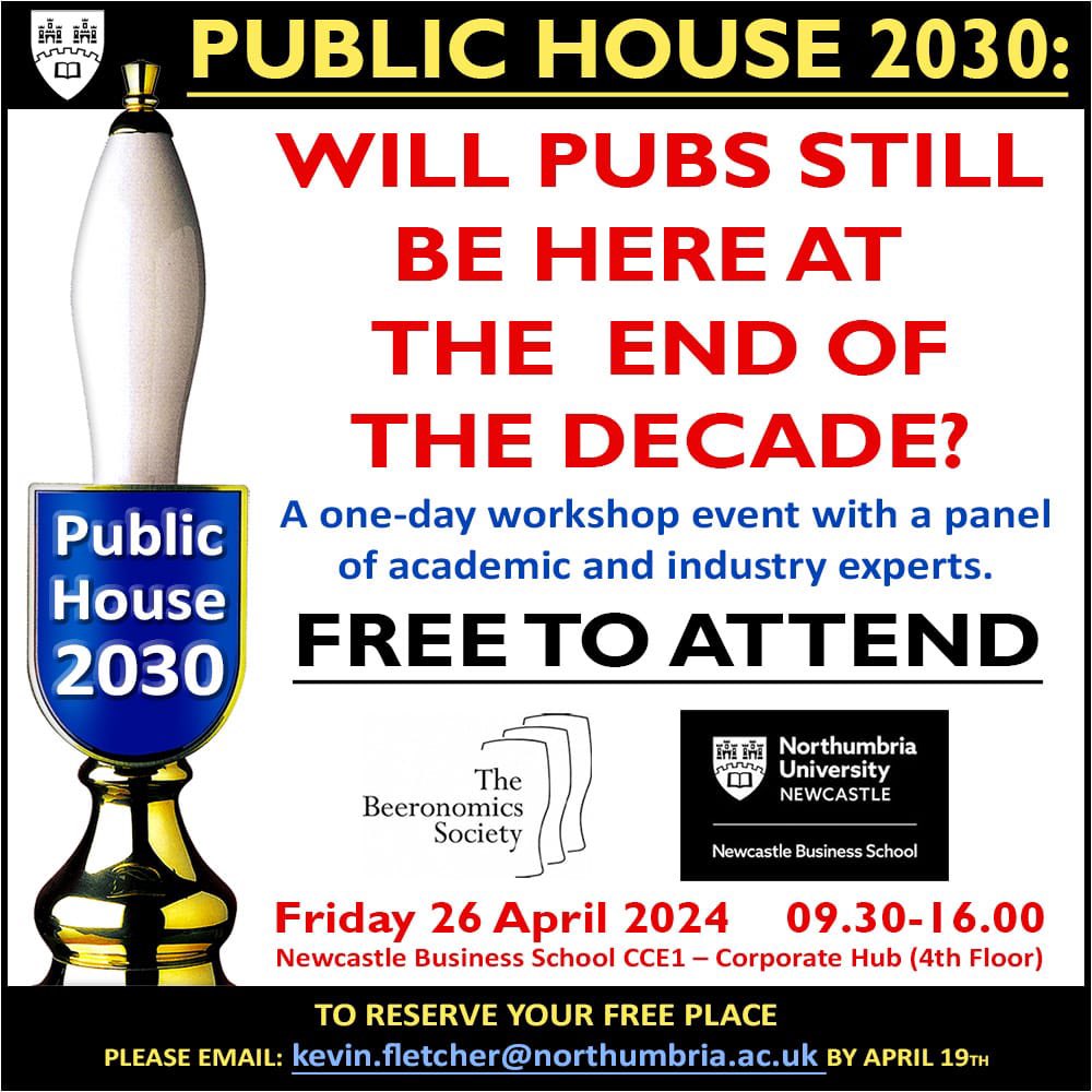 Campaign for Pubs (@campaignforpubs) on Twitter photo 🚨One-day workshop at <a href="/NBSNU/">NBS at Northumbria University</a> <a href="/NorthumbriaUni/">Northumbria Uni</a> #Newcastle on Friday 26 April:
#PublicHouse2030: Will #pubs still be here at the end of the decade?
FREE to attend, limited availability, first come first served.
Open to all, register below👇
#UKpubs 🚨One-day workshop at <a href="/NBSNU/">NBS at Northumbria University</a> <a href="/NorthumbriaUni/">Northumbria Uni</a> #Newcastle on Friday 26 April:
#PublicHouse2030: Will #pubs still be here at the end of the decade?
FREE to attend, limited availability, first come first served.
Open to all, register below👇
#UKpubs