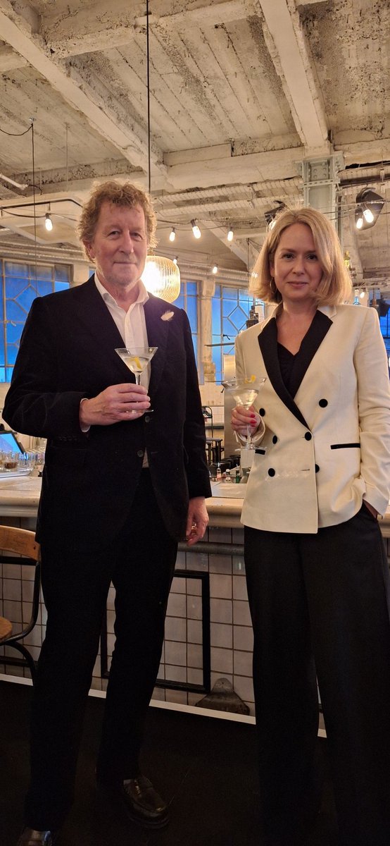 Shaken, not stirred! 

Our wonderful chair of judges, @JohannaTC, and chair of the Charlotte Aitken Trust, @SebastianFaulks! Ready to get the evening started. 

#YoungWriterAward