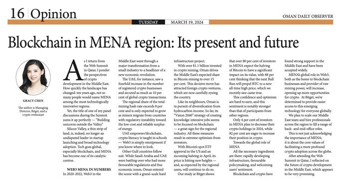 ZeetaCripto's tweet image. Gracy Chen  El autor y Director de #Bitget ,Crypto entusiasta ,hablado de #Blockchainn en Mena omanobserver.om/article/115115…