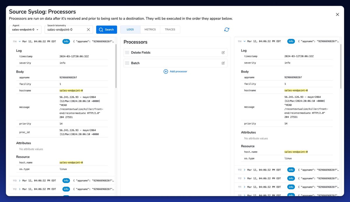 bindplane's tweet image. BindPlane OP makes adding structure to your log data simple by exposing OpenTelemtry's latest parsing processors. Find out more here: buff.ly/3wSk54y #structuredlogging #opentelemetry #otelcomponents