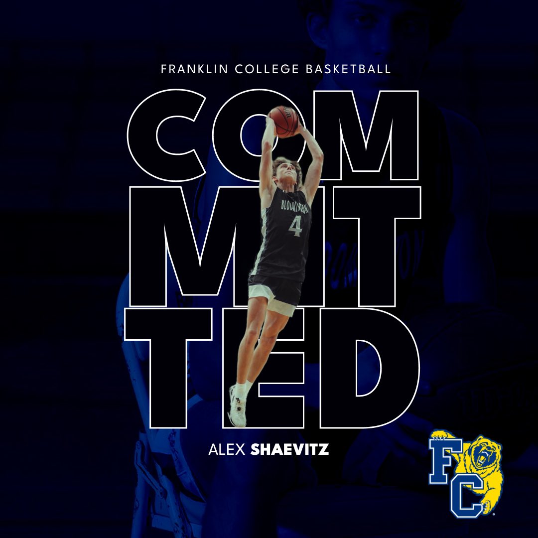AlexShaevitz's tweet photo. I’m excited &amp; honored to announce that I’ll be continuing my academic and basketball career at Franklin College. I want to thank @_coach_ham_ &amp; @BlakeBonin for this opportunity and my family for supporting me every step of the way. @FCGrizHoops #TeamGriz https://t.co/nYxyhPaeHd