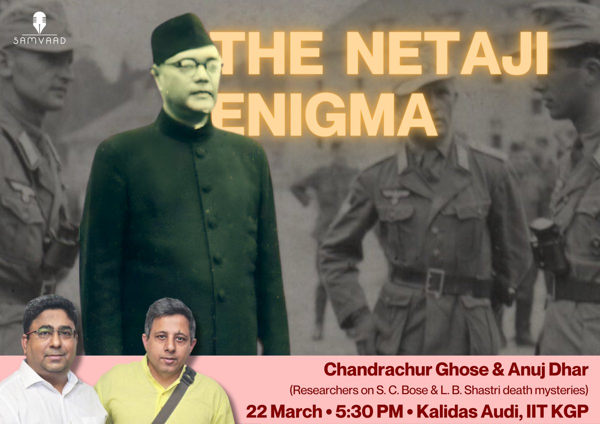 Samvaad unravels #TheNetajiEnigma - a daring exploration of Netaji Subhash Chandra Bose's life, death & the fight for Indian independence. 22 Mar, 5:30 PM | Anuj Dhar & Chandrachur Ghose unmask untold truths about the man, his mystery & undying patriotism.🇮🇳 #NetajiTruthUnveiled