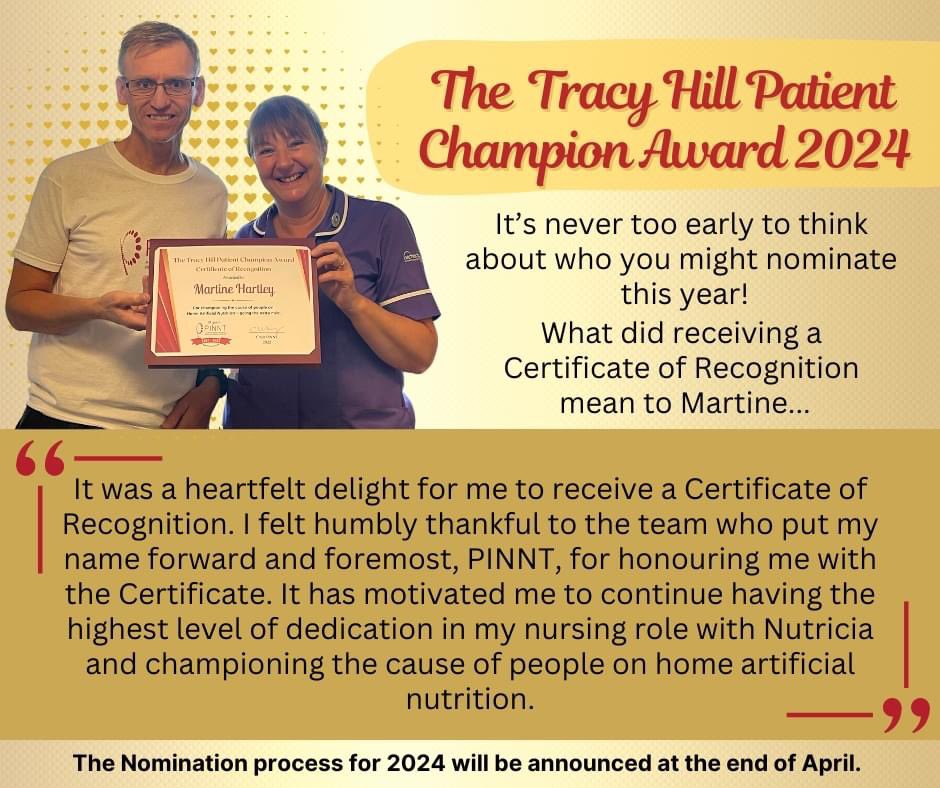 ❤ What did it mean to Martine to be recognised during The Tracy Hill Patient Champion Awards in 2022.... ⬇️⬇️ @NutriciaHCPUK #champion #compassion #HEN #enteraltube #homecare #homecarenurses