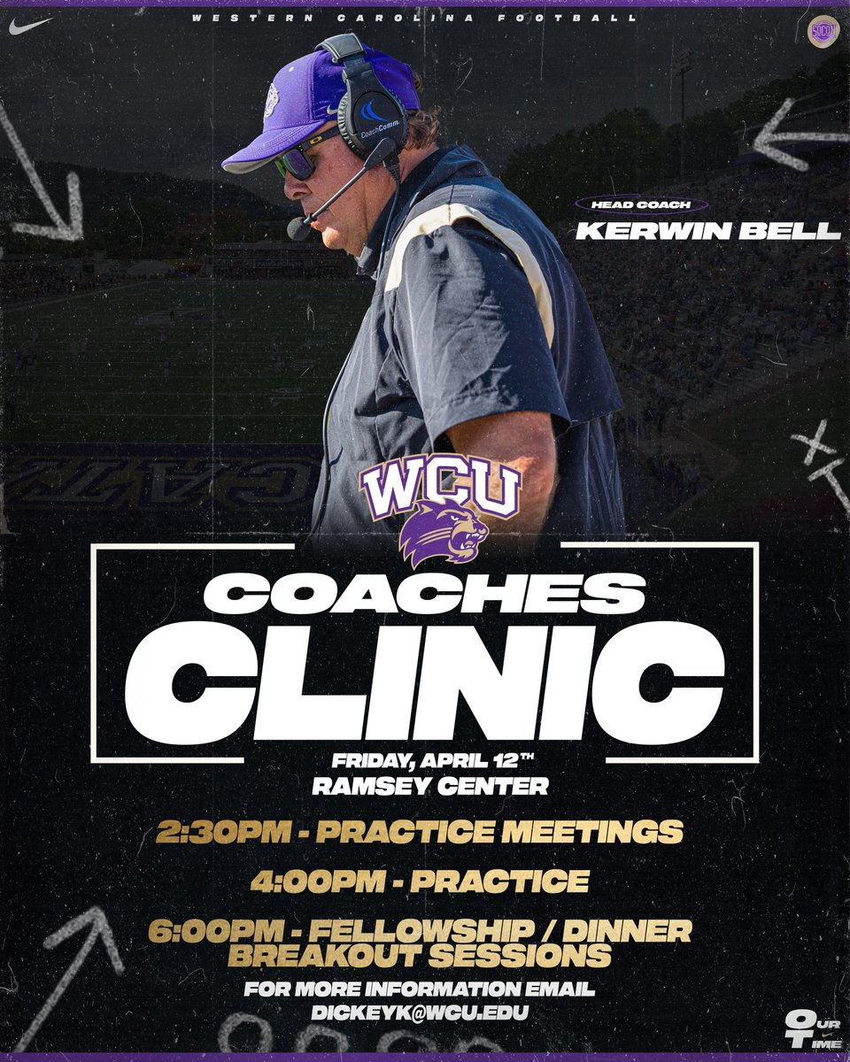 Join us Friday, April 12th for our annual @CatamountsFB Coaches Clinic! Dinner at 6pm followed by Breakout Sessions w/ our Coaching Staff in the Ramsey Center. Link to Register: forms.gle/SXozR1ytBos96k…