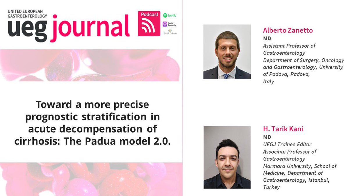 Check our latest Podcast ✴️

🚨In this episode:  <a href="/htkani/">Tarik</a>  interviews @a_zanetto discussing their new study which introduced a new model to predict acute decompensation in patients with liver cirrhosis.

🔗 open.spotify.com/episode/68PYIP…

🔗 to manuscript

onlinelibrary.wiley.com/doi/10.1002/ue…