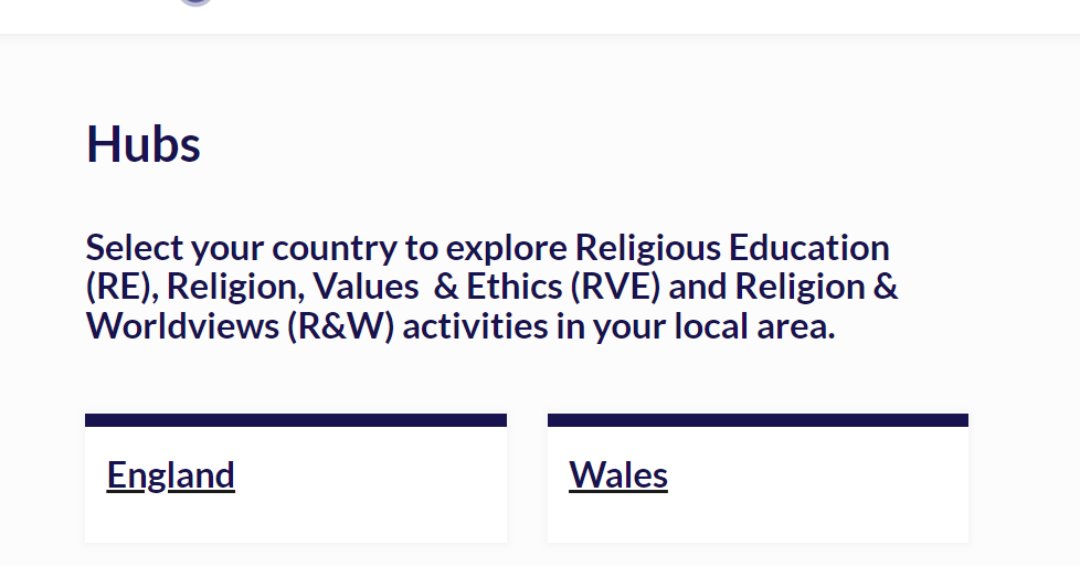Welcome to the RE Hubs! Explore Religious Education (RE), Religion, Values & Ethics (RVE) & Religion & Worldviews (R&W) activities in your local area. re-hubs.uk/hubs/